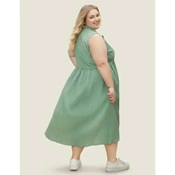 NWT Bloomchic 6X Solid Shirt Collar High Low Hem Button Up Dress in Mint Green - Picture 3 of 4